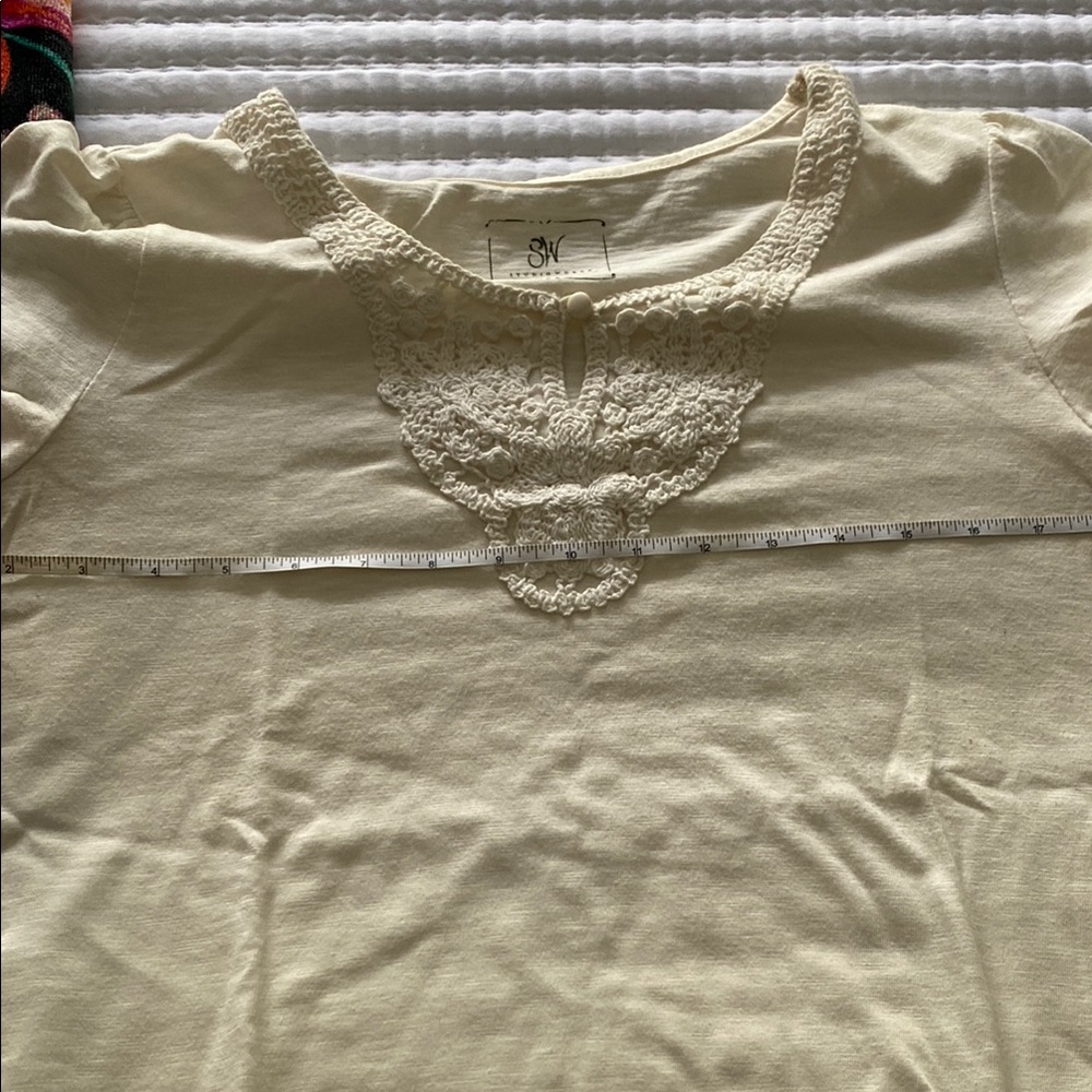 Studio Works Cream Embellished Short Sleeve Blouse